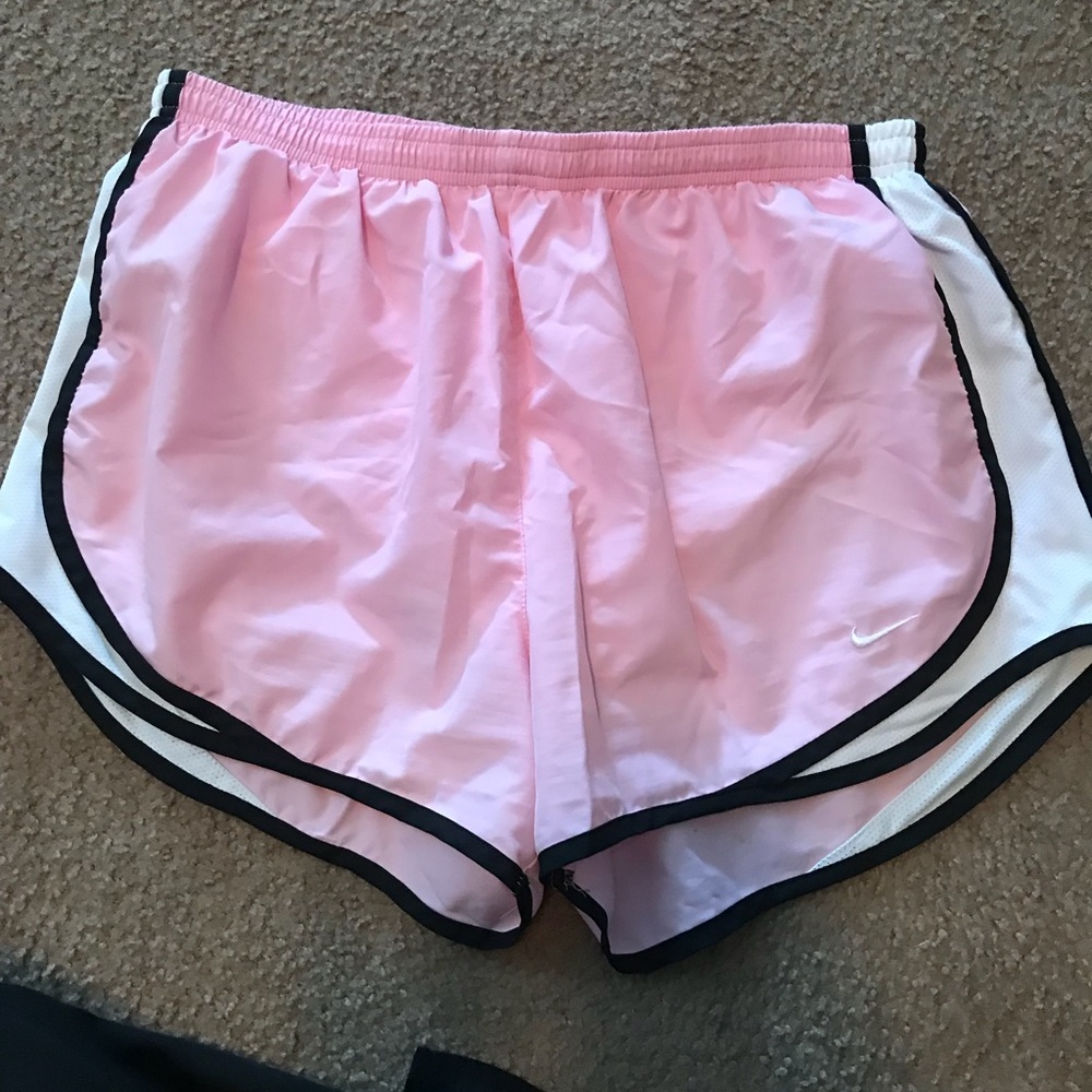 Pink, black, white nike running shorts